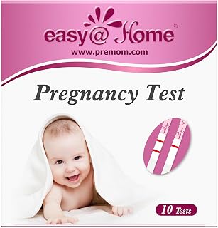 easy@Home Pregnancy Test Strips, 10 Pack with Premom App | Early Detection hCG Test Kit for Home Use, Sealed Pouches, Easy-to-Read Results, Scan, Track & Use Timer in Premom App