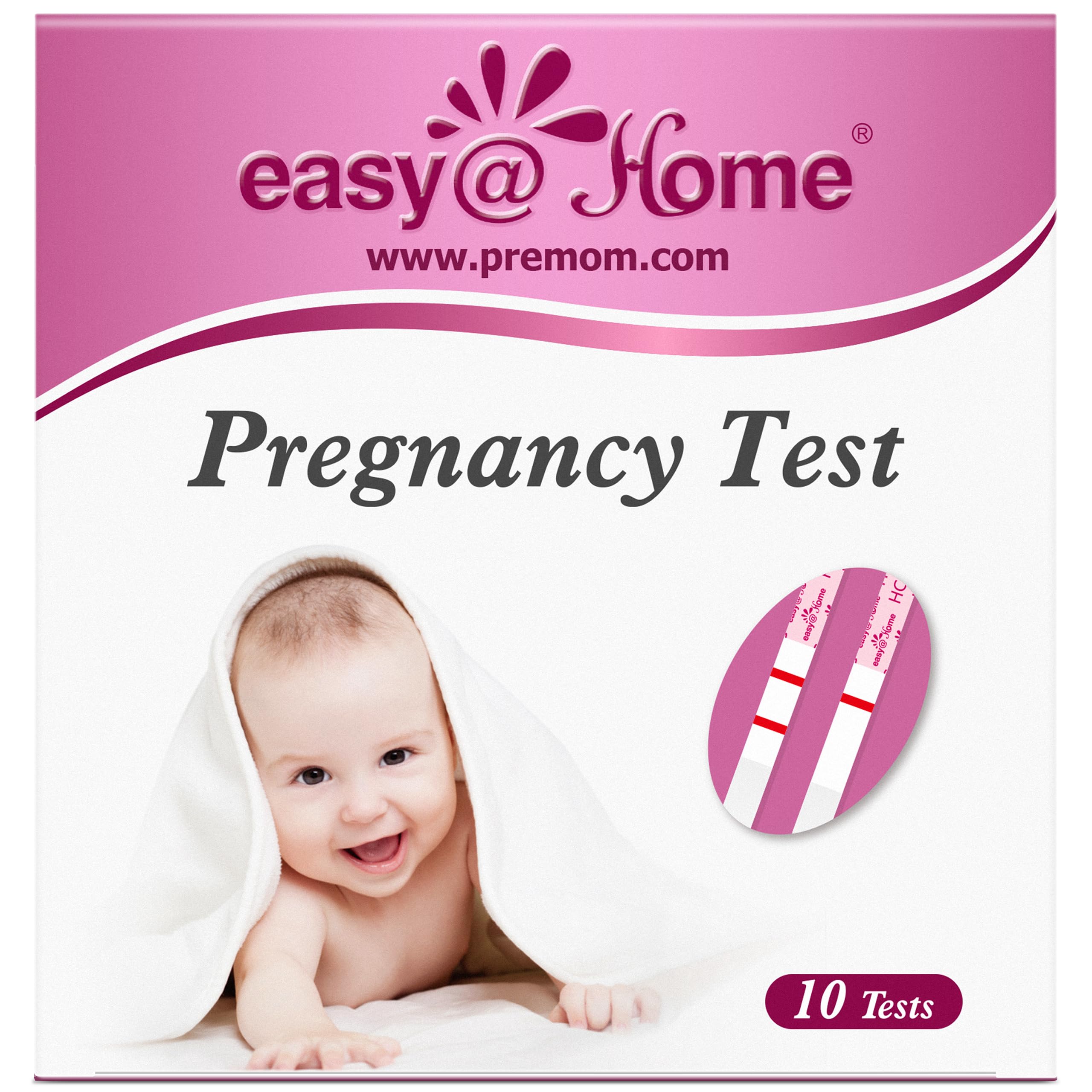 easy@Home Pregnancy Test Strips, 10 Pack with Premom App | Early Detection hCG T
