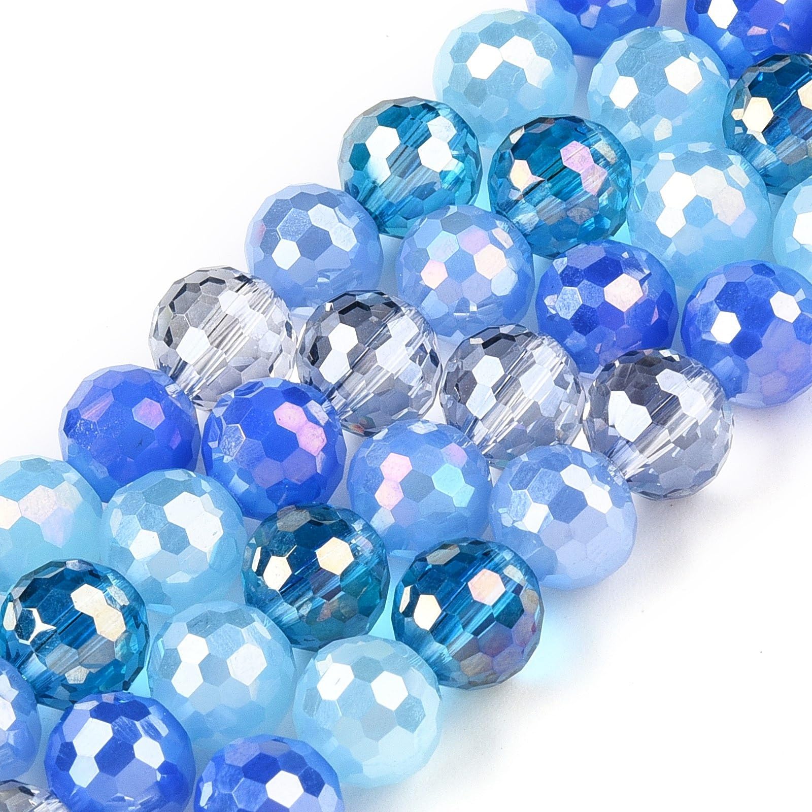 50pcs 8mm Electroplated Crystal Glass Beads Round Faceted Spacer Loose Beads for