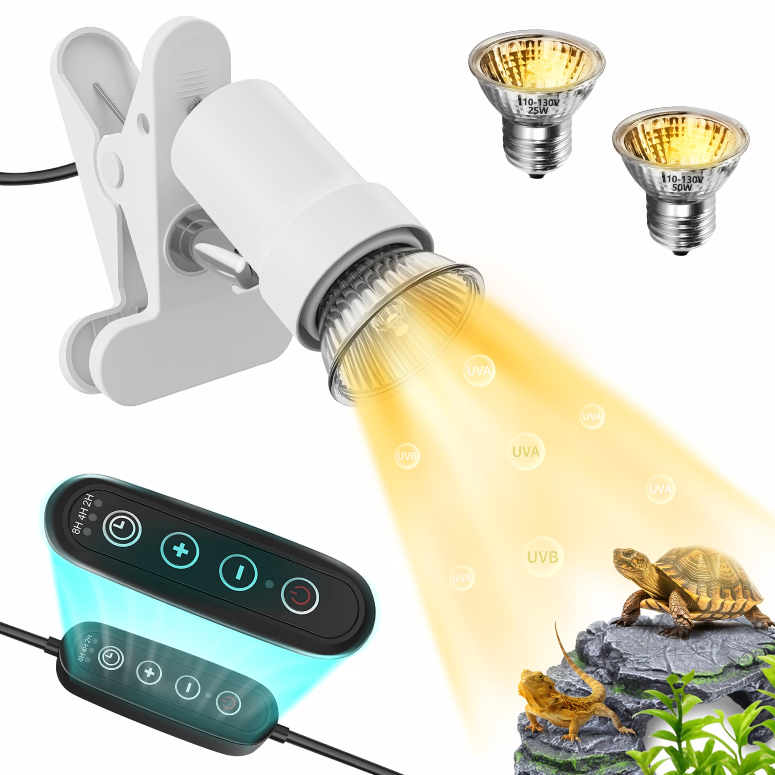 GOZILLA Reptile Heat Lamp, Turtle Lamp with 360°Rotatable Timing & Dimming Cycle