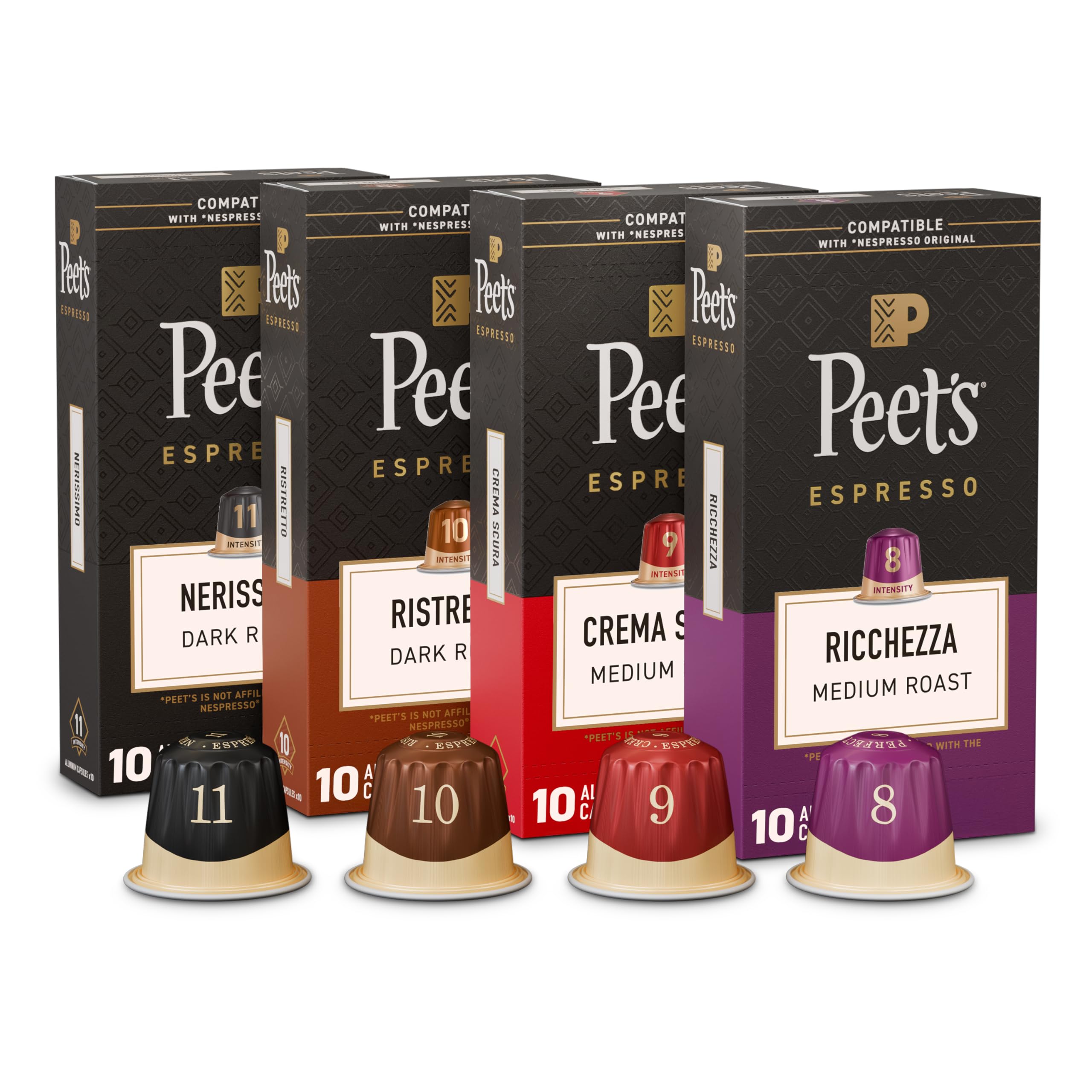 Peet's Coffee Espresso Capsules, Classic Variety Pack, 40 Count