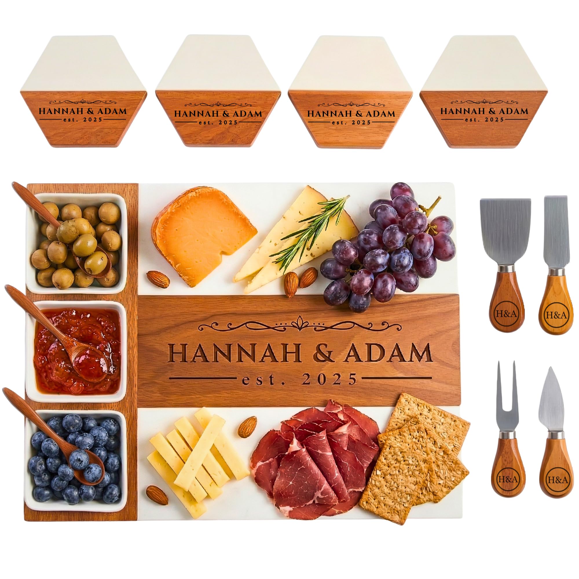 Personalized Charcuterie Board - Custom Large Cheese Boards for Wedding, Anniver
