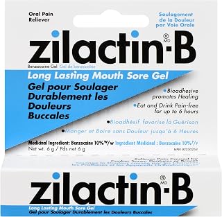 Zilactin-B Mouth Sore Relief Gel, 6 g – Fast-Acting Oral Pain Relief, Long-Lasting Protective Barrier, Helps Canker Sores, Cuts & Irritation Inside Mouth