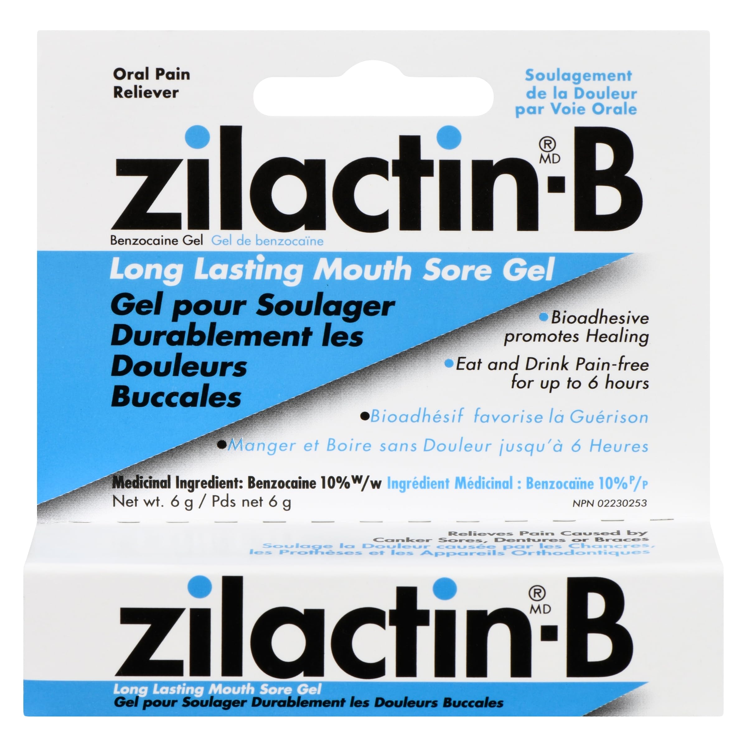 Zilactin-B Mouth Sore Relief Gel, 6 g – Fast-Acting Oral Pain Relief, Long-Lasti