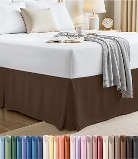 Utopia Bedding Double Bed Base Valance Sheet Soft Pleated Quadruple Ruffle Easy Fit Fitted Valance Sheet 40cm Drop Hotel Quality Shrink Resistant