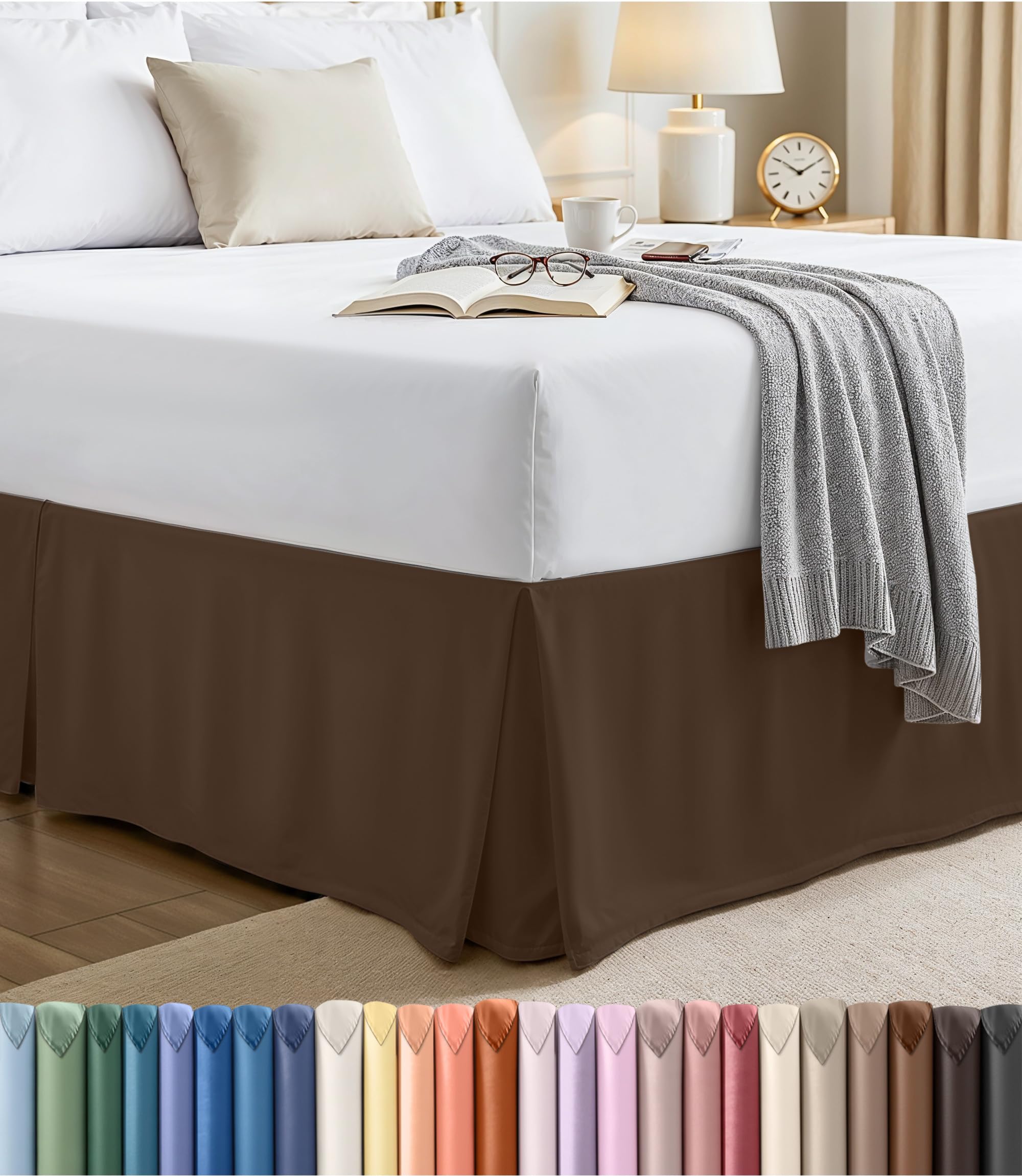 Utopia Bedding Double Bed Base Valance Sheet Soft Pleated Quadruple Ruffle Easy 