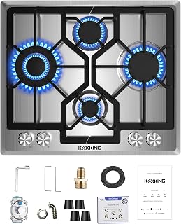 24 Inch Gas Cooktop, Built-In 4 Burner Gas Stove Top, NG/LPG Convertible Stainless Steel Cooktop with Thermocouple Protection, Sealed Burners