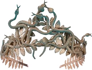 CoTeeZa Greek Medusa Snake Crown Cosplay Headband Gold Green | Gold And Green Laurel With Snake Motif. Flexible Headband Fit. For Greek Goddess Costumes, Masquerade And Halloween.