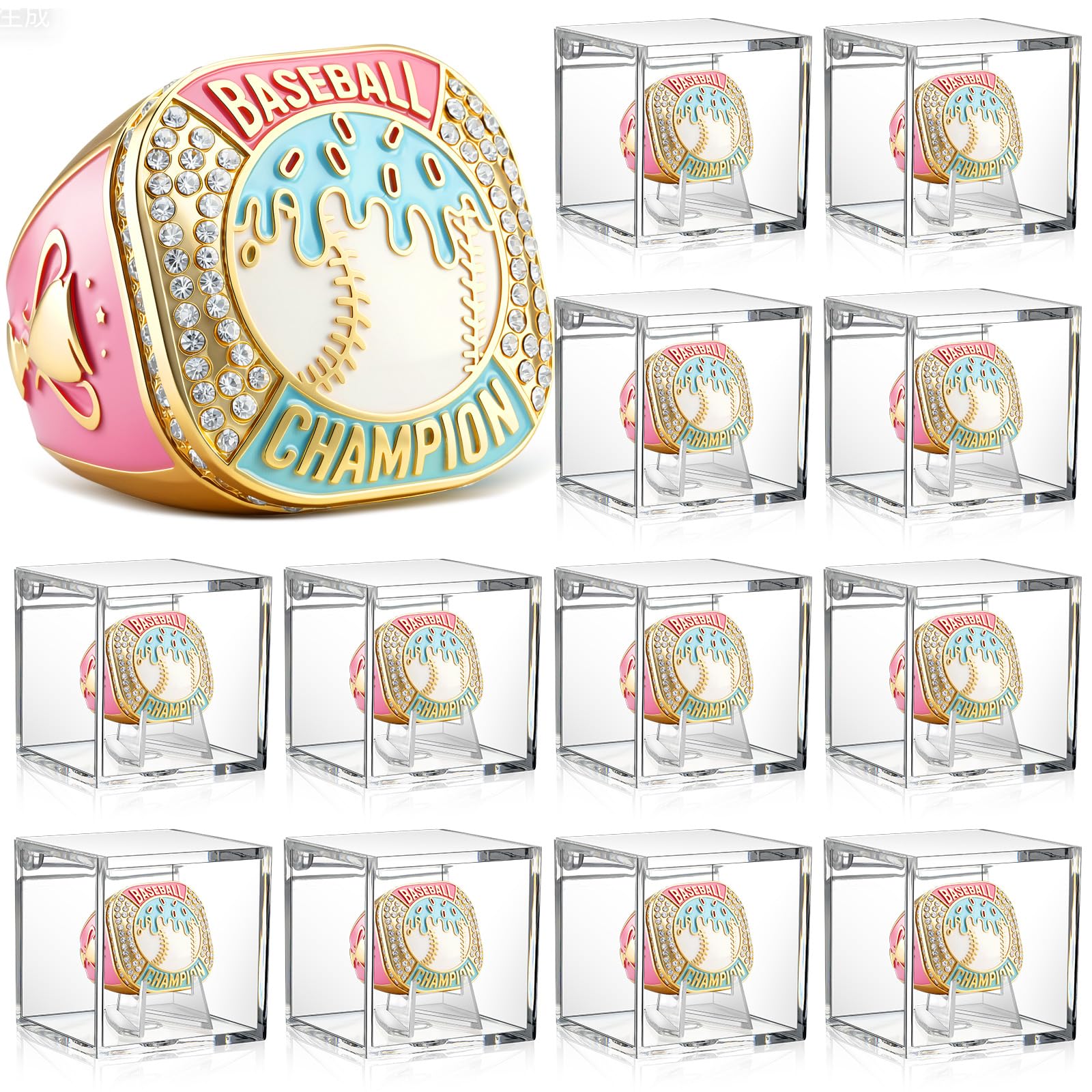 Landical 12 Set Championship Trophy Rings | Sports Championship Rings with Displ