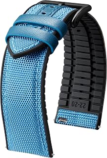 BINLUN Nylon Silicone Watch Bands 18mm 19mm 20mm 21mm 22mm Quick Release Canvas Rubber Hybrid Watch Strap Replacement Watchband for Men Women 9 Colors Silver/Black Buckle