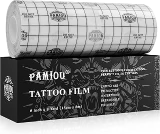 Pamiou Second Skin Tattoo Cover up - 6 '' x 8 Yard Tattoo Aftercare bandage | Waterproof, Transparent, Latex-Free Film for Fresh Tattoo Care, Protective Tape for Skin Recovery