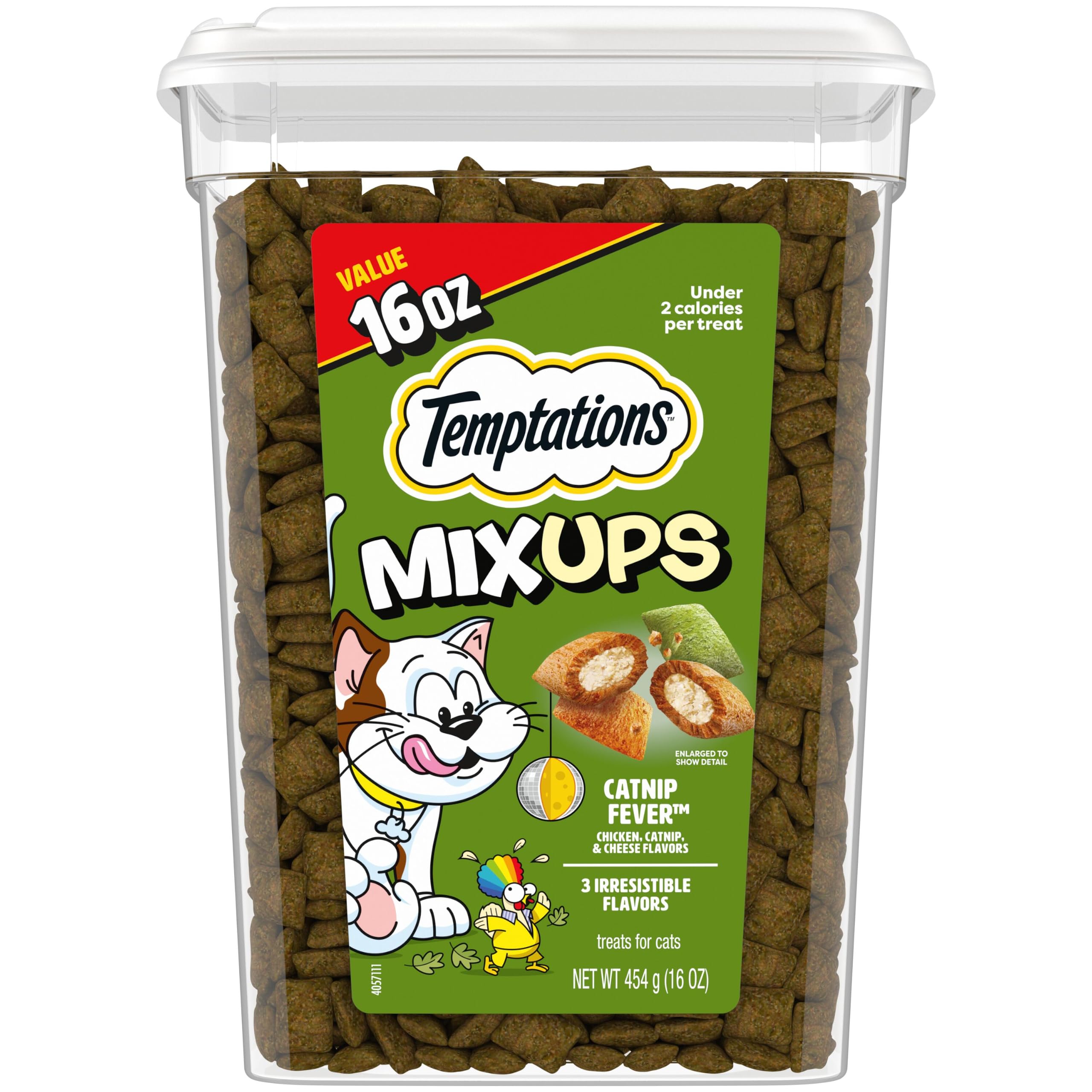 Temptations MixUps Crunchy and Soft Cat Treats, Catnip Fever, 16 oz | Chicken, c