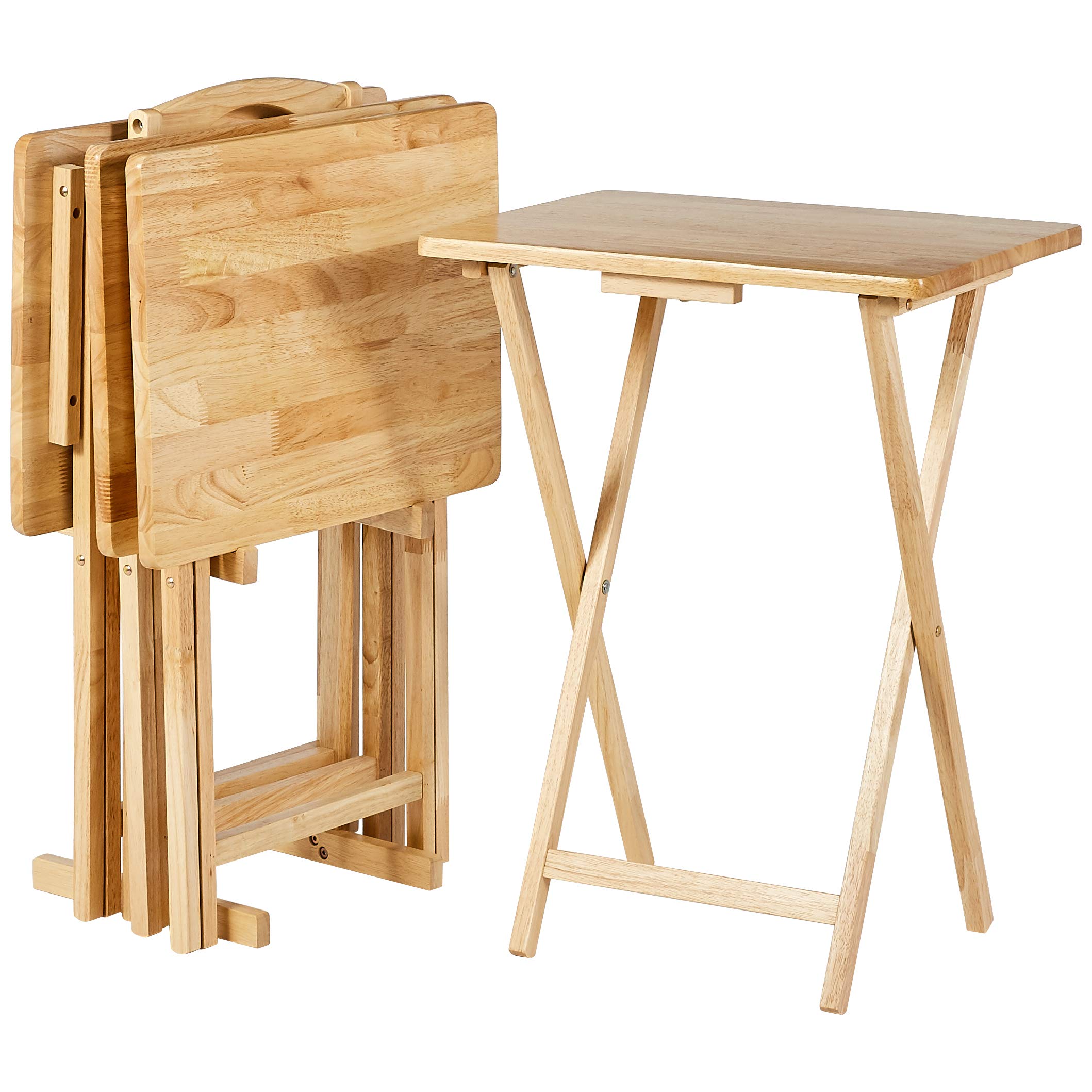 Amazon Basics Classic Foldable TV Dinner Tray Table with Storage Rack, 14.6 L x 