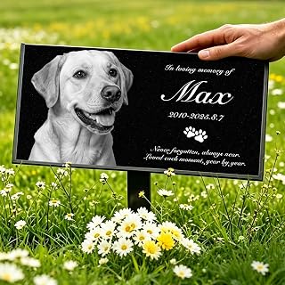 Personalized Pet Memorial Stone with Photo Custom Granite Dog Grave Marker