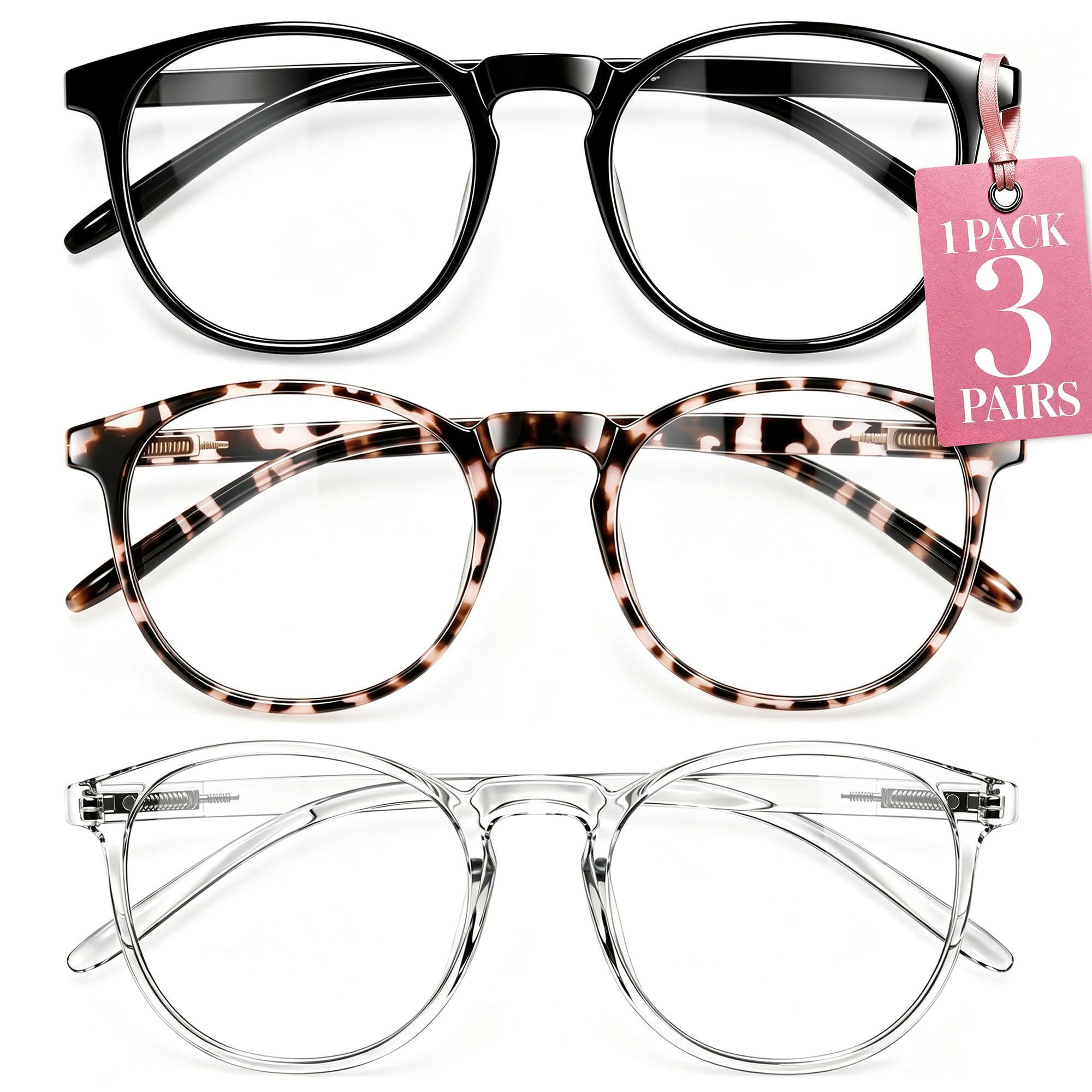IBOANN Blue Light Blocking Glasses for Women - 3 Pack | Blue Light & UV Protecti