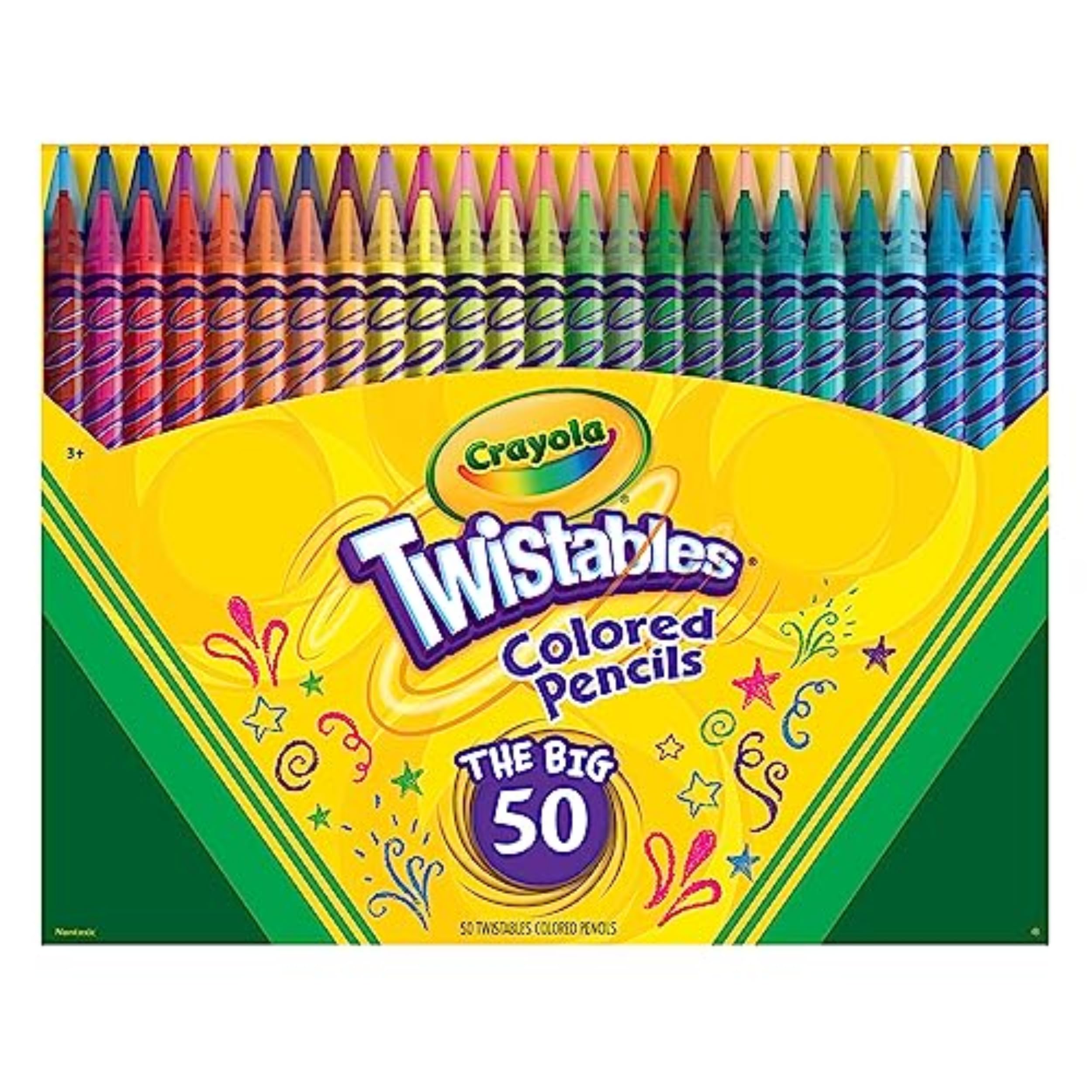 Crayola Twistables Colored Pencil Set (50ct), Cool Back to School Supplies for K