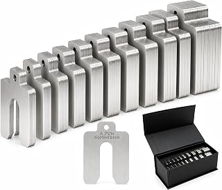 GtohHavea 304 Stainless Steel Shim Kit, 100-Piece 2 x 2 Inch Slotted Shims | 10 thicknesses for machine leveling, motor alignment and equipment adjustment; laser-marked sizes with storage case.