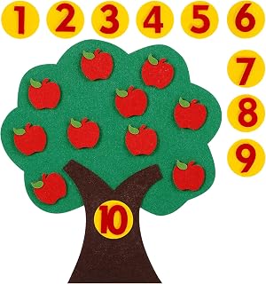 MAGICLULU Felt Apple and Number Tree, Kids Math Numbers Counting Game Toy Set, Toddler Felt Board for Preschool Early Educational Classroom and Home Learning Aid