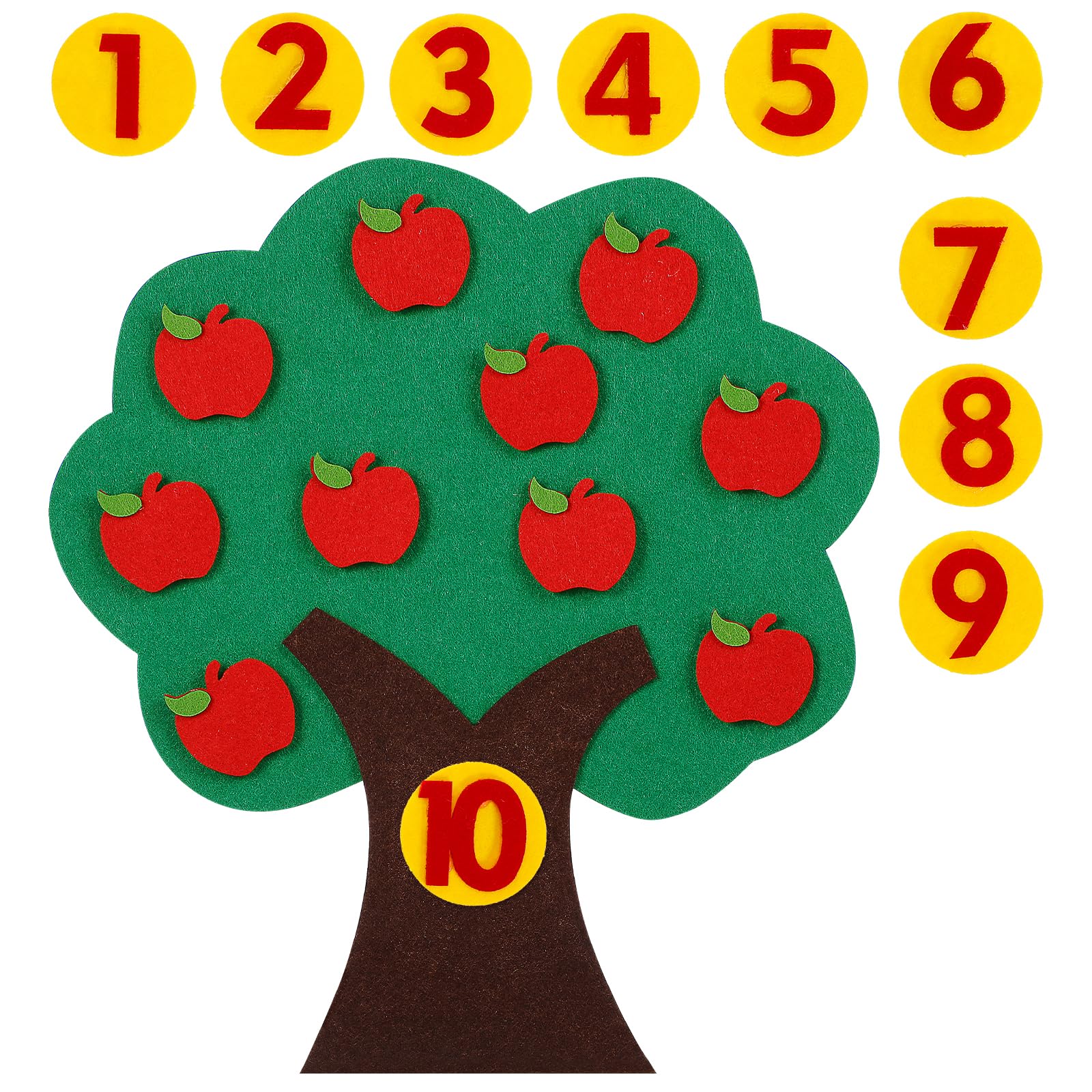 MAGICLULU Felt Apple and Number Tree, Kids Math Numbers Counting Game Toy Set, T
