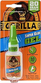 Gorilla Super Glue Gel, Clear, 20 g, All Purpose, Fast Setting | Dries in 10-45 Seconds, Thick No-Run Formula for Vertical Surfaces, Ideal for Projects and Repairs