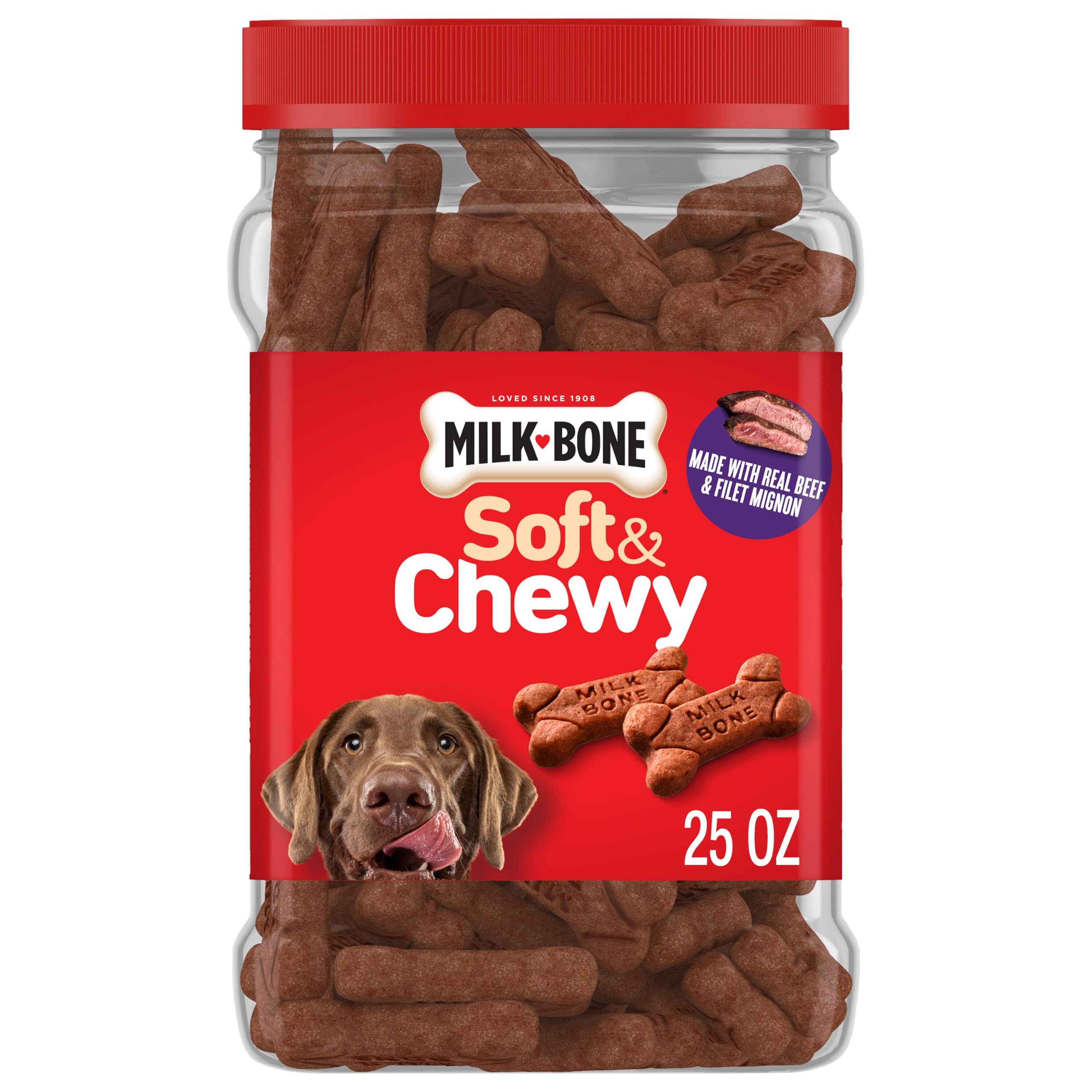 Milk-Bone Soft & Chewy Dog Treats, 25 Oz. Canister | Made with real beef & filet