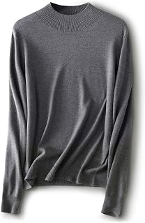 Women's Merino Wool Blend Sweater Fall Winter Mock Neck Long Sleeve First-Line Ready to Wear Seamless Knit Sweater