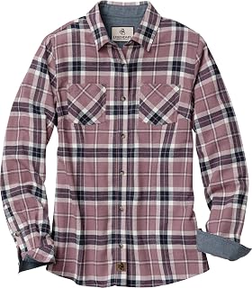 [Legendary Whitetails] Long Sleeve Cottage Escape Flannel Long Sleeve Plaid and Solid Color Clothes for Women, Fitted Button Down