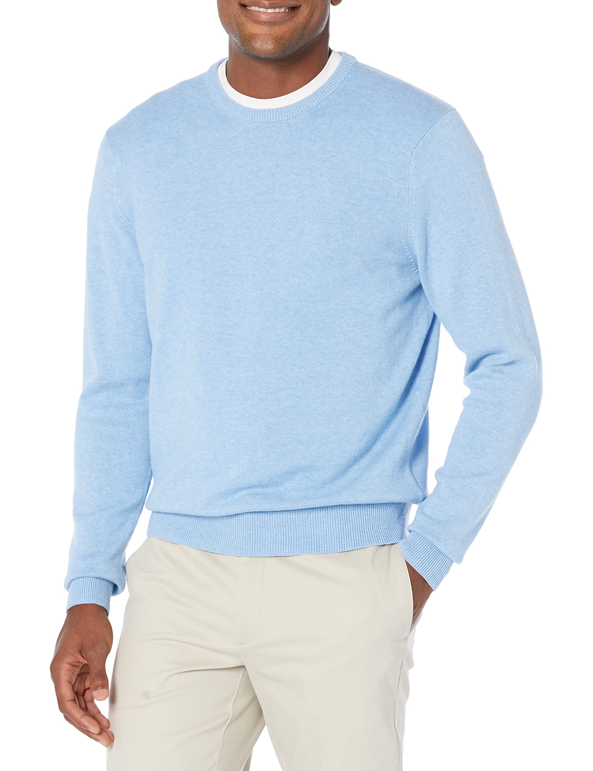Amazon Essentials Men's Cable Knit Long-Sleeve Crewneck Sweater, 100% Cotton, Bi