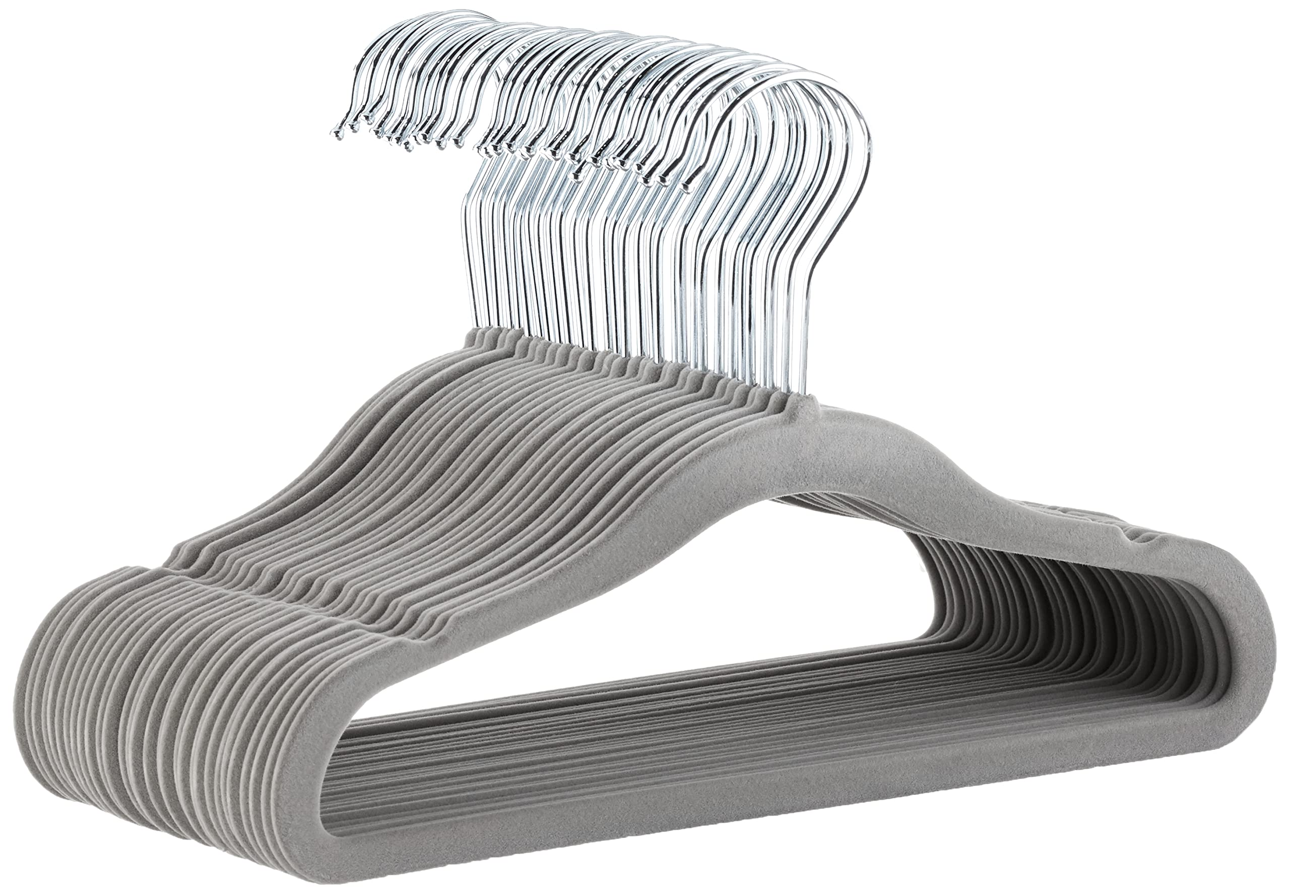 Amazon Basics Kids Velvet Non-Slip Space Saving Clothes Hangers with Shoulder No