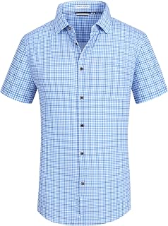 WARHORSEE Mens Short Sleeve Button Down Shirts Wrinkle Free Dress Shirts