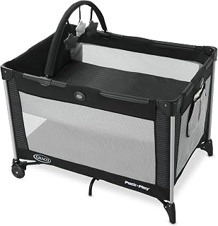 Graco On the Go Pack 'n Play Playard, Kaden | Playard & Full-Size Infant Bassinet, Quick Push-Button Set-Up, Easy, Compact Fold, Safe Sleep Design, Travel-Ready