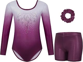 Gogokids Girls' 3-Piece Gymnastics Leotards, Long-Sleeved Gymnastics Set