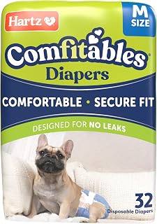 Hartz Disposable Dog Diapers, Size M 32 count, Comfortable & Secure Fit, Easy to Put On