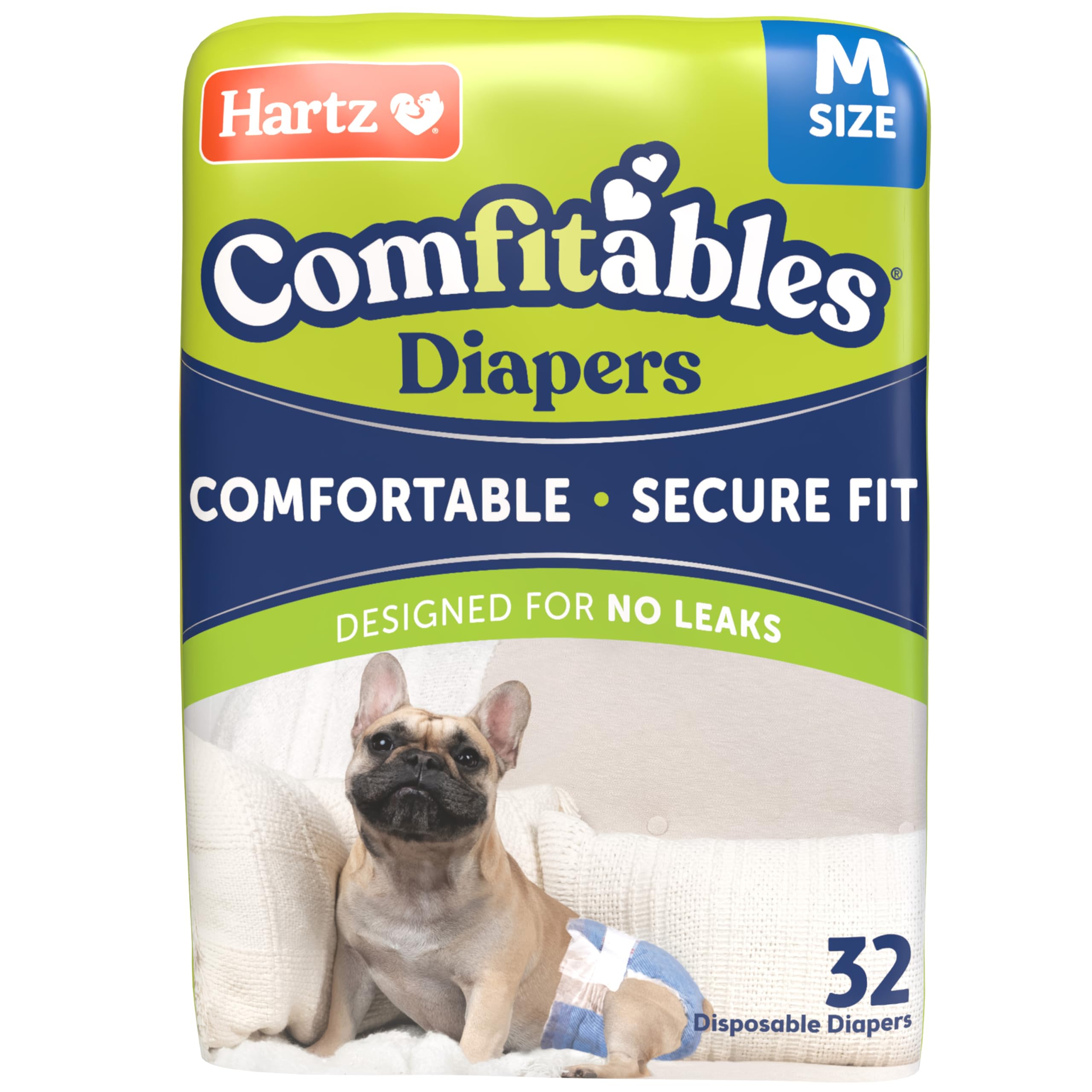 Hartz Disposable Dog Diapers, Size M 32 count, Comfortable & Secure Fit, Easy to