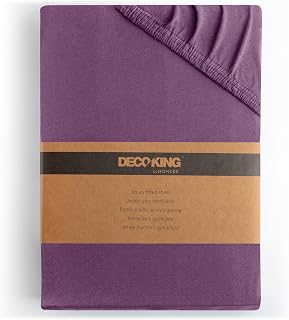 DecoKing Fitted Sheet Super King 100% Combed Cotton Soft Jersey Bed Sheet 160x200-180x200 cm Plum Amber