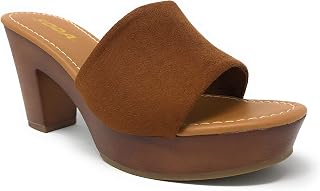 SODA Women's Sunkist Loafers with Heel, Cognac S, 36.5 EU