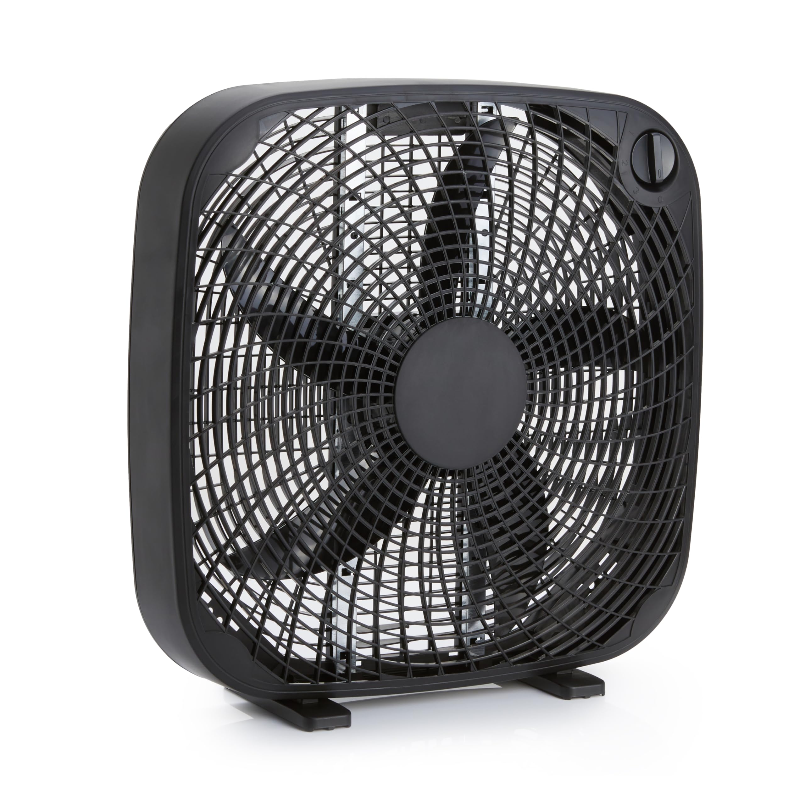 Amazon Basics 3-Speed Box Fan for Bedroom, Portable with Carry Handle, Powerful 