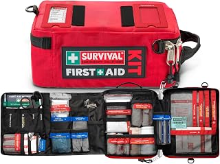 SURVIVAL Large First Aid Kit, 142-Piece Emergency Response System | Color-coded organization, water-resistant, home, workplace & outdoor readiness, major & minor wound care