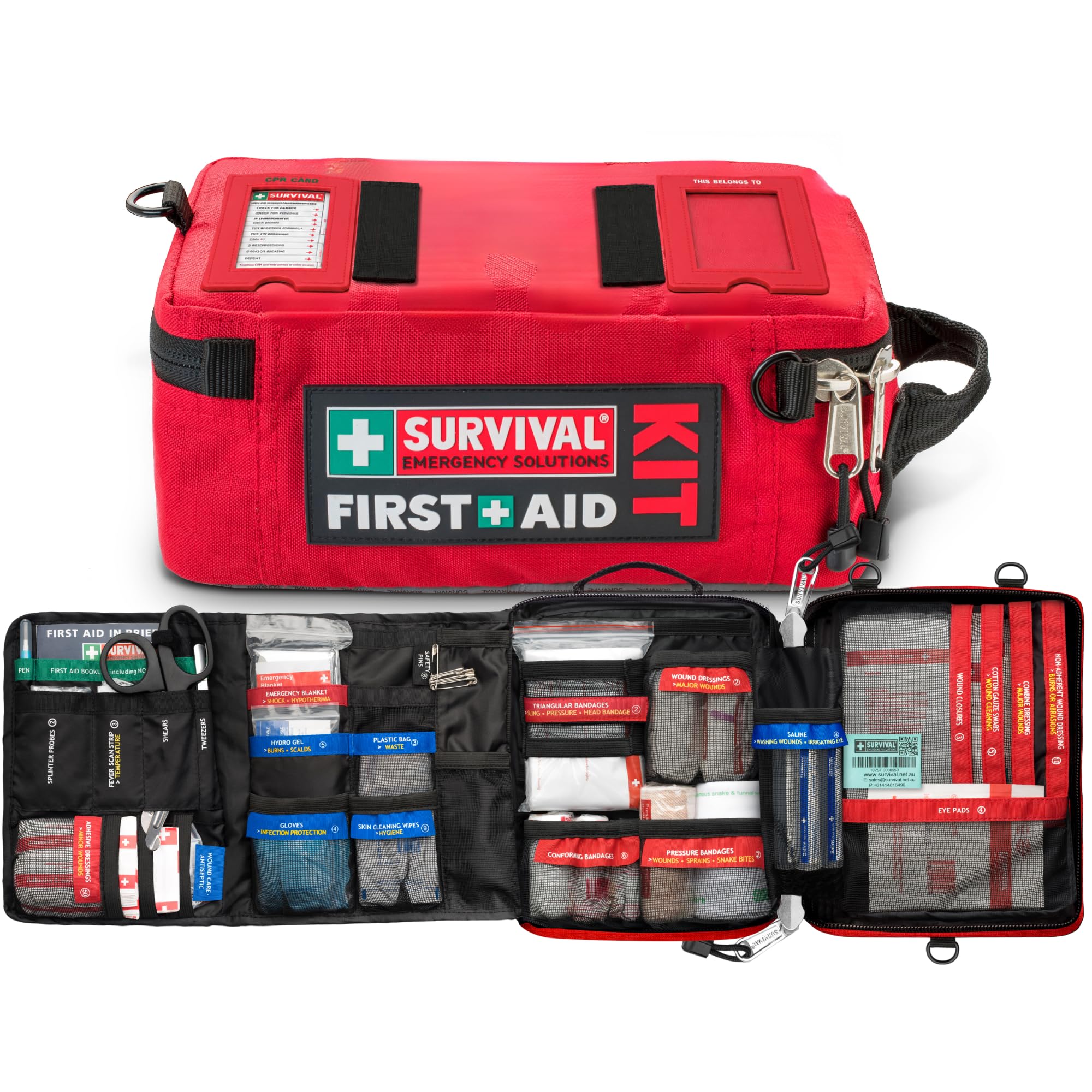 SURVIVAL Large First Aid Kit, 142-Piece Emergency Response System | Color-coded 