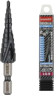 Nesekt Step Drill 6.35mm Hex Shank Titanium Coating Impact Compatible [Made in Japan] (2-Blade 11-Stage 3-13mm)