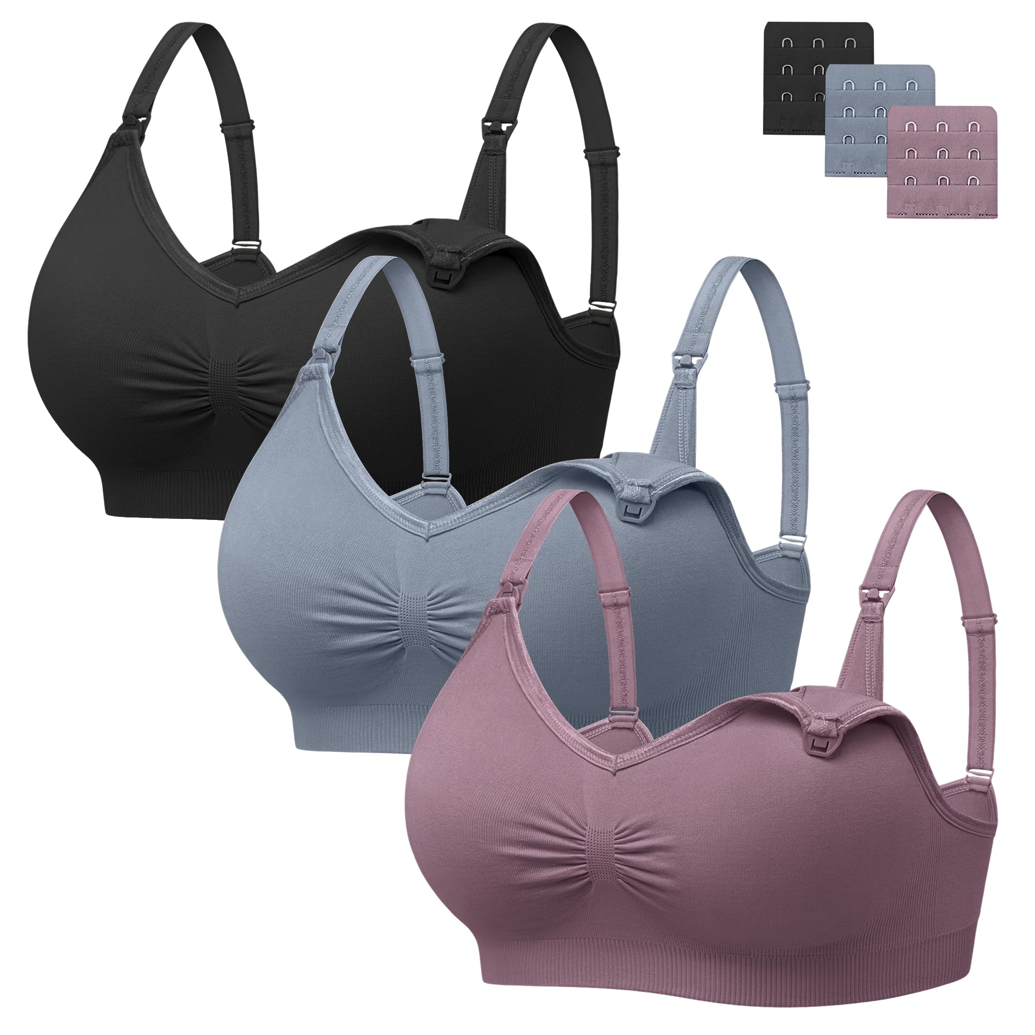 HBselect Womens Nursing Bras Wireless Maternity Bras Breastfeeding Bras | 3 Pack