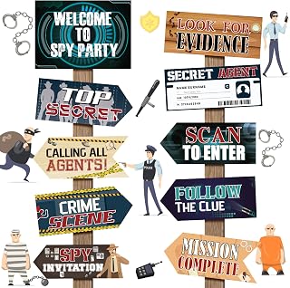 20 Pieces Secret Agent Detective Decorations Welcome to Spy Party Signs Clue Party Decorations Mystery Party Supplies Detective Themed Party Directional Signs for Kids Adults Crime Scene Props