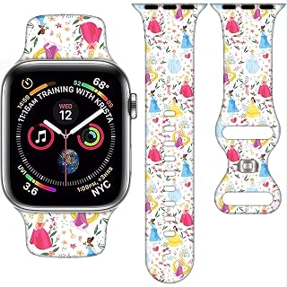 Cartoon Band Compatible with Apple Watch 38mm/40mm/41mm/42mm/44mm/45mm/46mm, Princess Bands Replacement for Apple Watch Series 10 9 8 7 6 5 4 3 SE2, Silicone iWatch Band for Women