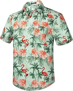 Enlision Men's Hawaiian Shirt Short Sleeve Casual Summer Beach Aloha Shirt Floral Button Down Tropical Hawaii Shirts