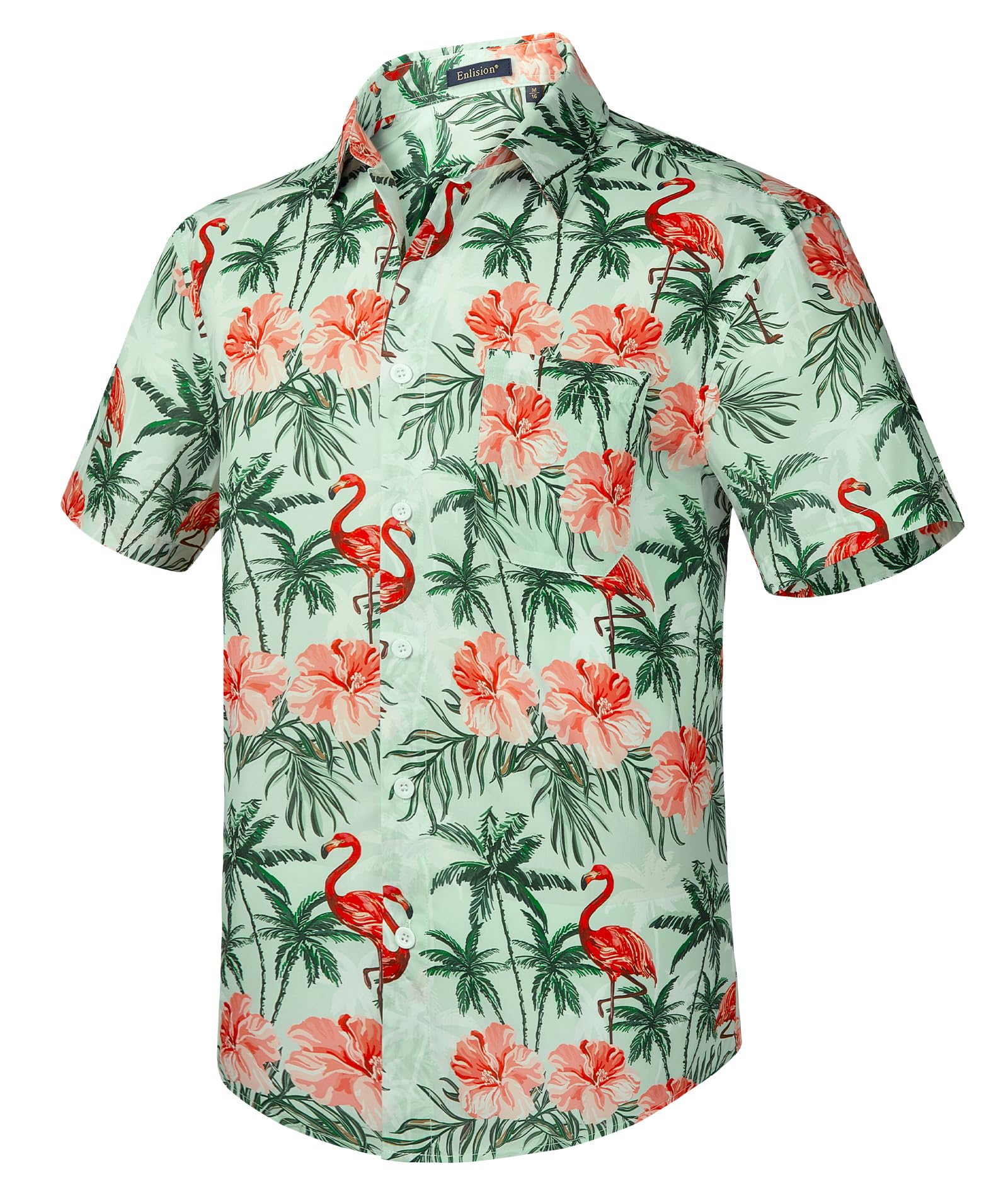 Enlision Men's Hawaiian Shirt Short Sleeve Casual Summer Beach Aloha Shirt Flora