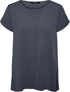 VERO MODA VMBECCA Basic Short Sleeve T-Shirt with Round Neck for Women Solid Long Top