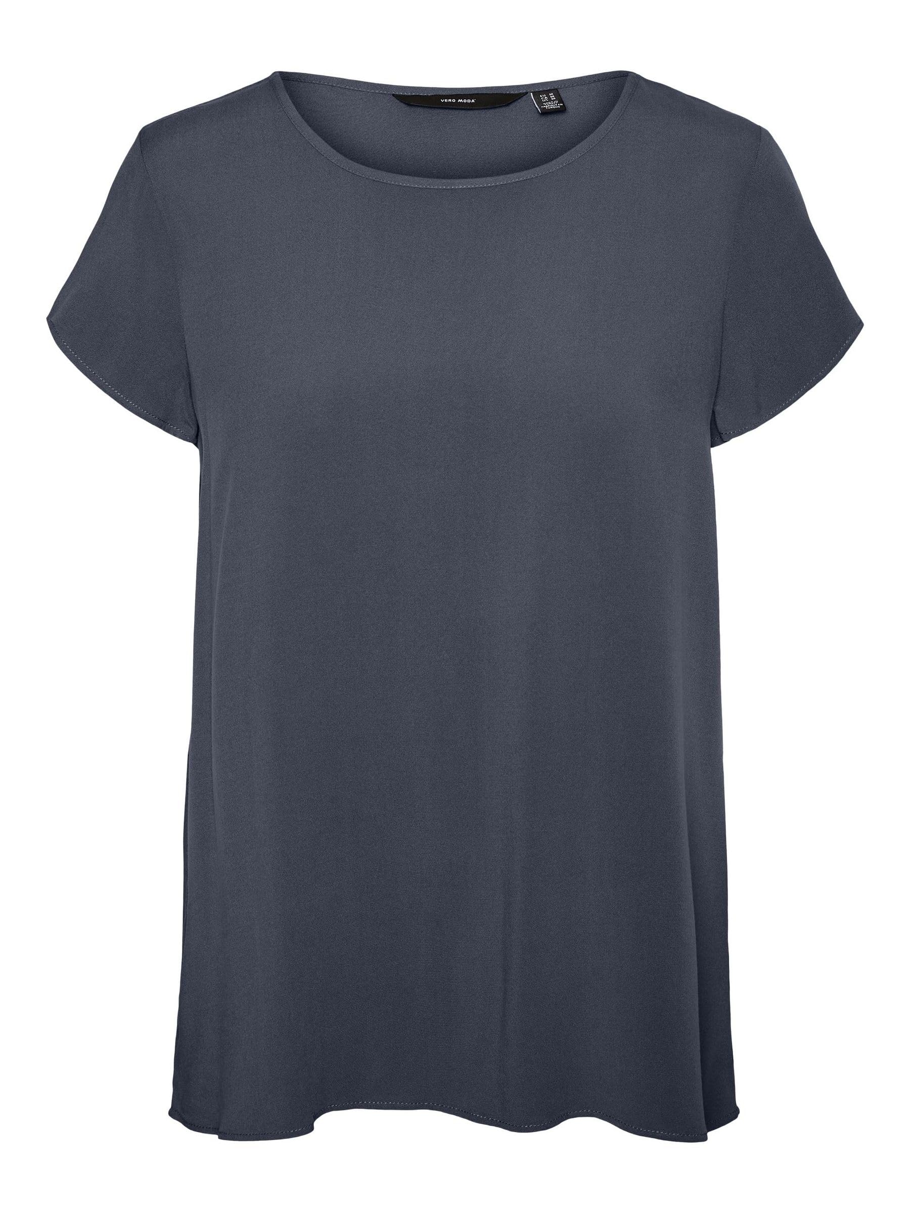 VERO MODA VMBECCA Women's Basic Round Neck Short Sleeve Long Top Solid T-Shirt