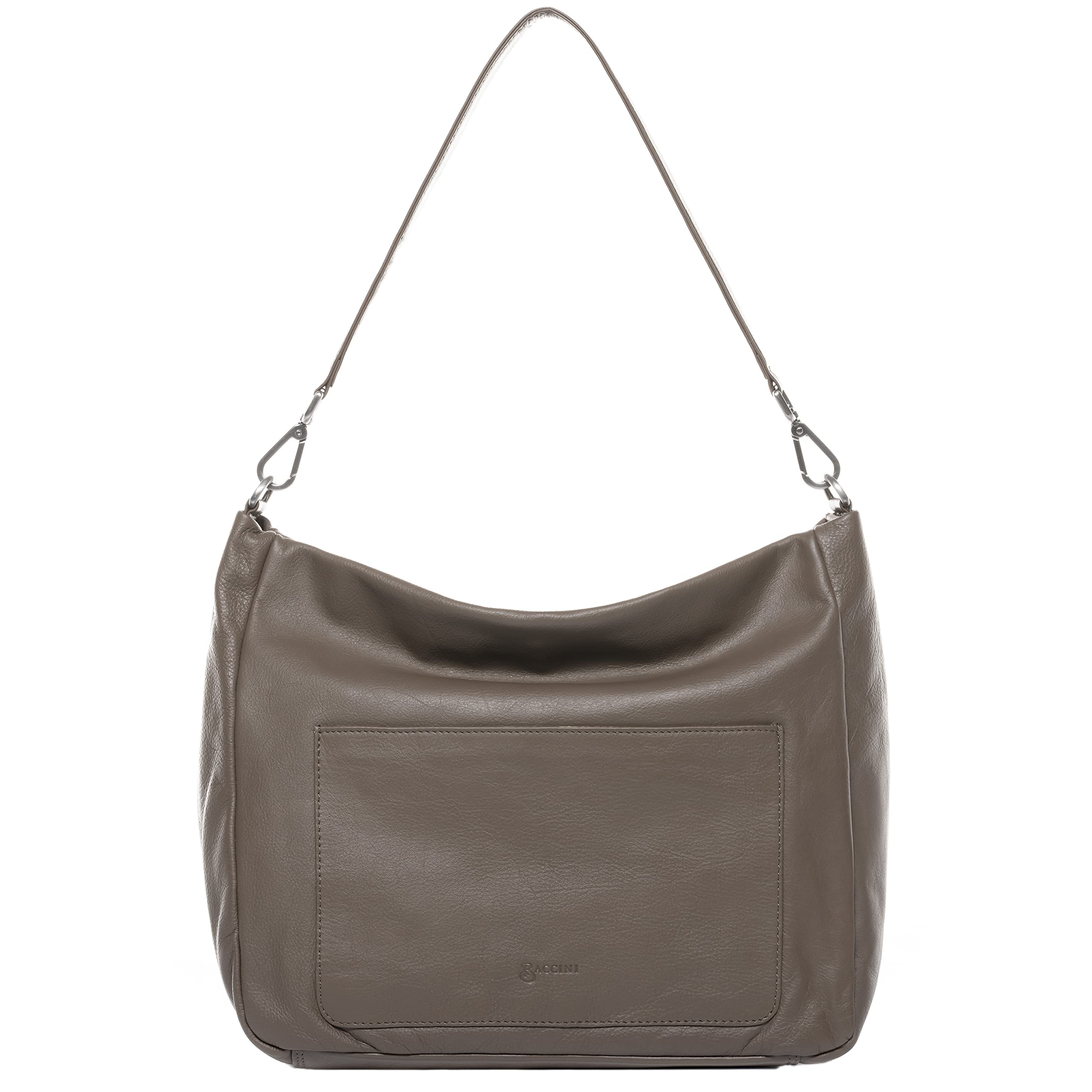 BACCINI Women leather shoulder bag I Shopping bag I Pocket Hobo bag REMI beige h