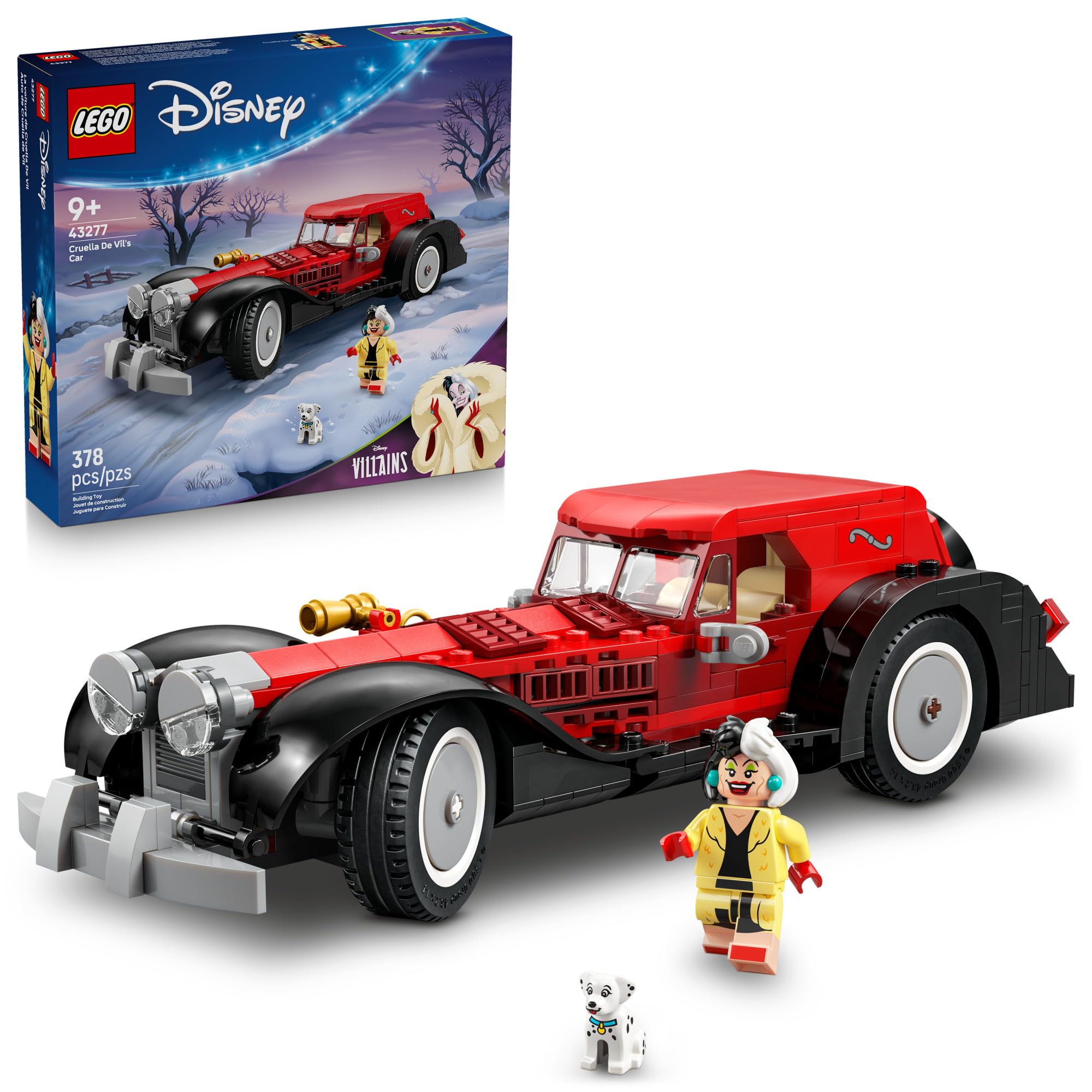 LEGO Disney Cruella De Vil’s Car Building Toy - 101 Dalmations Pretend Play Vehi