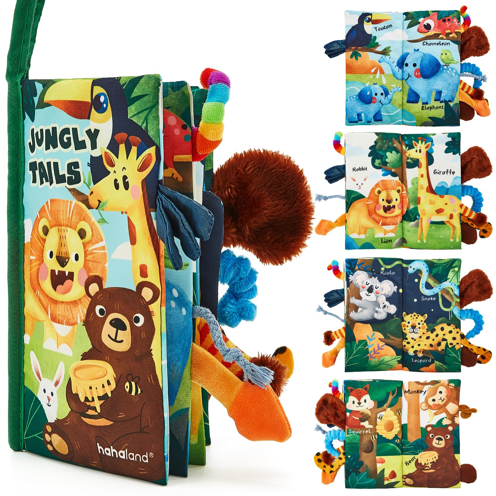 hahaland Baby Book Baby Toys Jungle Tails Sensory Books for Babies | Touch and F